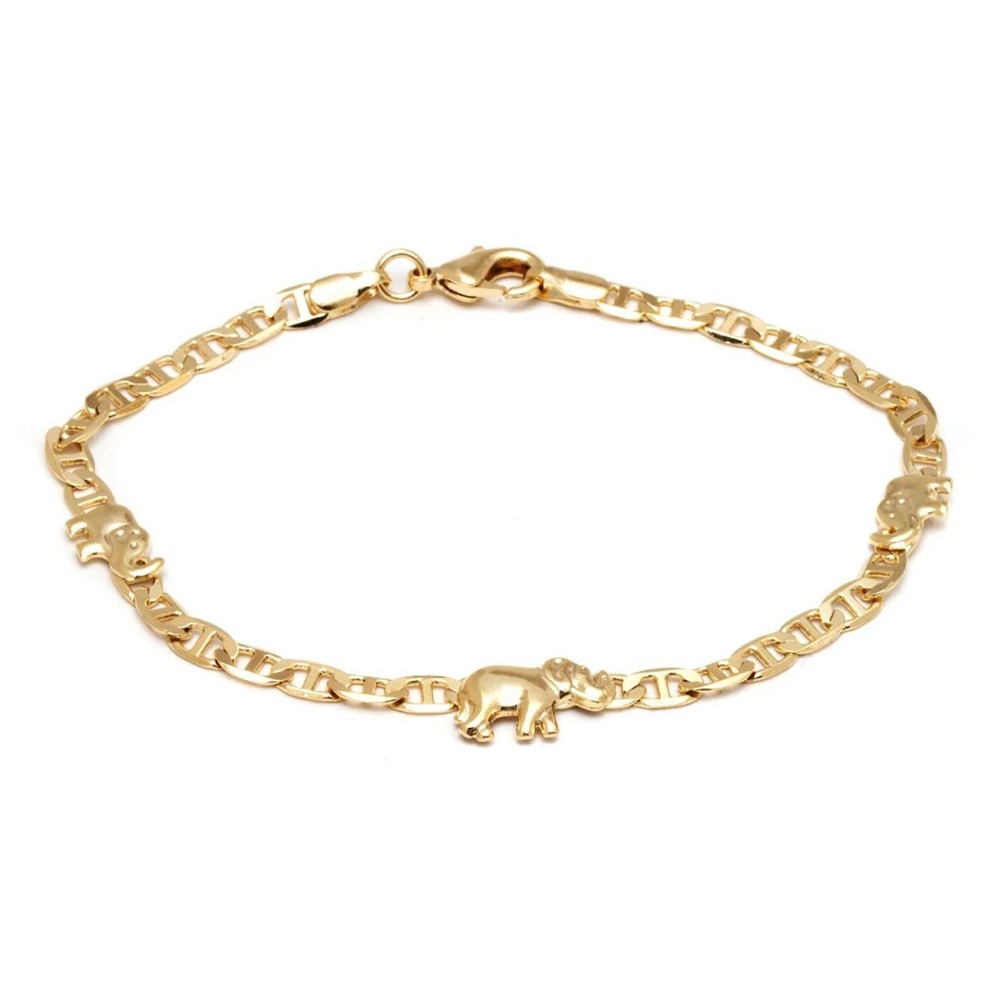 18K Gold Plated Elephant Mariner Anklet NIP - Picture 2 of 2